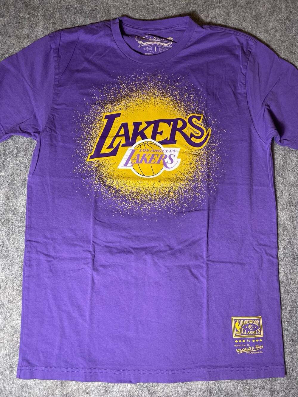 Los Angeles Lakers Mitchell & Ness Hardwood Classics Champ Stack T-Shirt